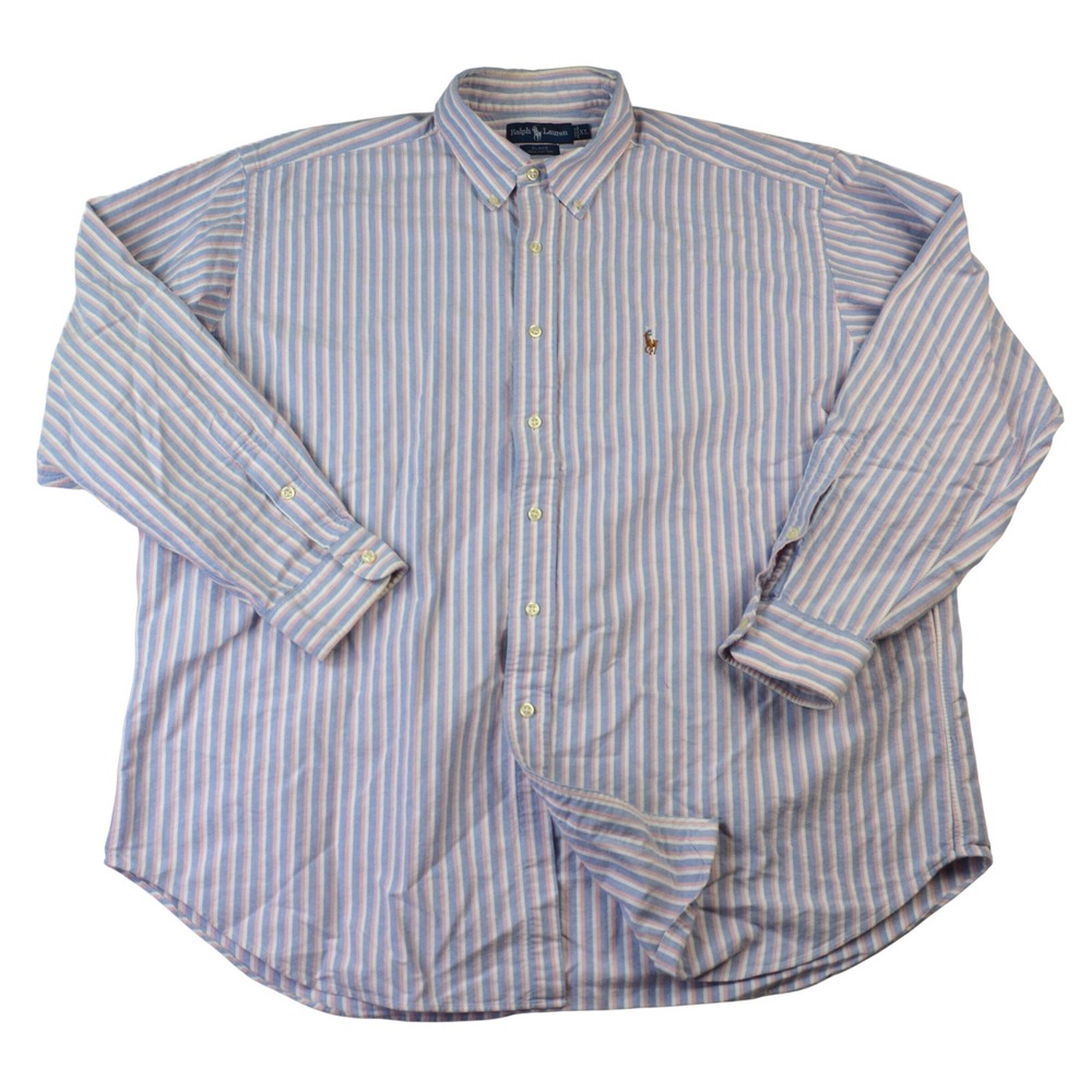 Polo Ralph Lauren Blake Flesh Pony Shirt Mens XL Striped Cotton Button Down LS